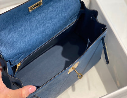 HM ケリー 32cm ブルー トゴレザー ゴールド金具