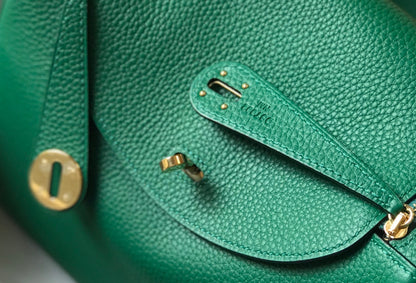 SAC HM LINDY 30 CUIR TAURILLON CLEMENCE VERT CASTLETON