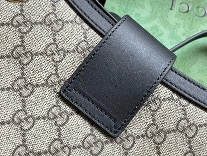 Grand sac bandoulière GG PADLOCK 35 en toile beige et cuir de veau noir