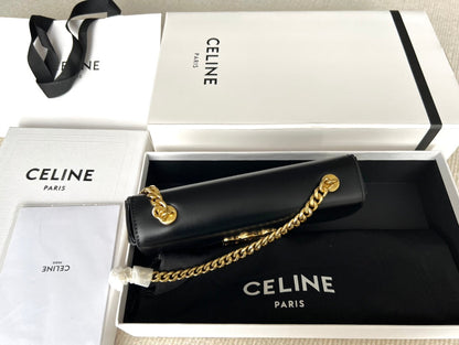 SAC À BANDOULIÈRE CHAÎNE EN CUIR DE VACHE NOIR TRIPHOME 20