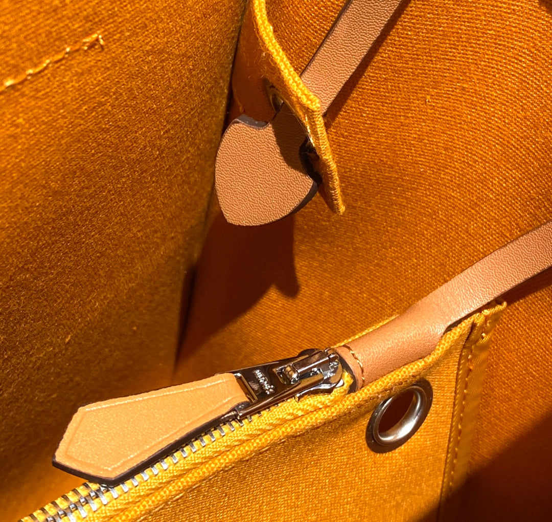 Herbag 31 Toile Jaune Foncé Toile Cuir de Vachette Doré