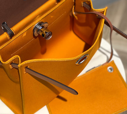 Herbag 31 Toile Jaune Foncé Toile Cuir de Vachette Doré