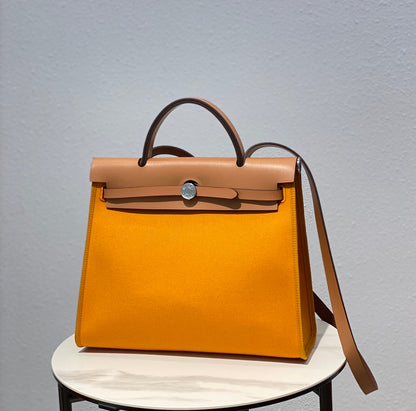 Herbag 31 Toile Jaune Foncé Toile Cuir de Vachette Doré