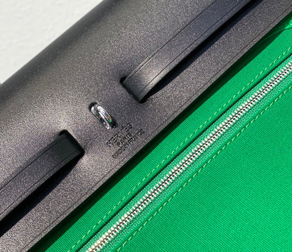 Herbag 31 Toile Verte Toile Cuir de Vachette Noir