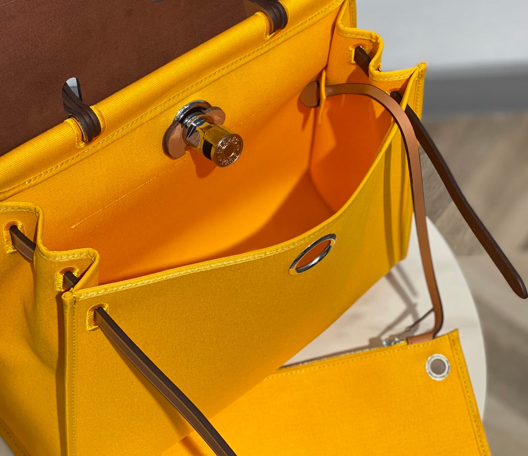 Herbag 31 Toile Jaune Toile Cuir de vachette doré
