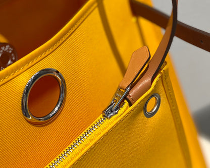 Herbag 31 Toile Jaune Toile Cuir de vachette doré