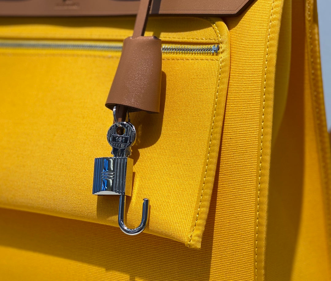 Herbag 31 Toile Jaune Toile Cuir de vachette doré