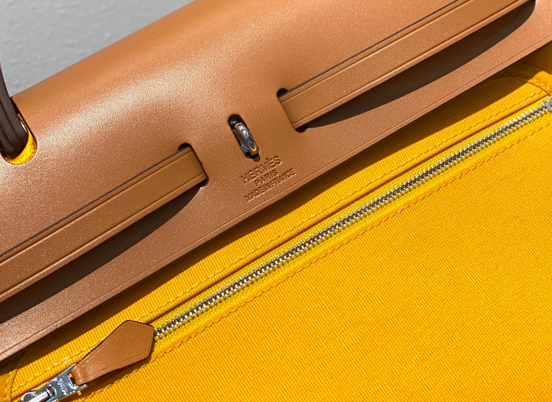 Herbag 31 Toile Jaune Toile Cuir de vachette doré