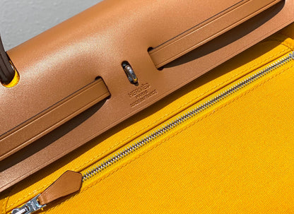 Herbag 31 Toile Jaune Toile Cuir de vachette doré
