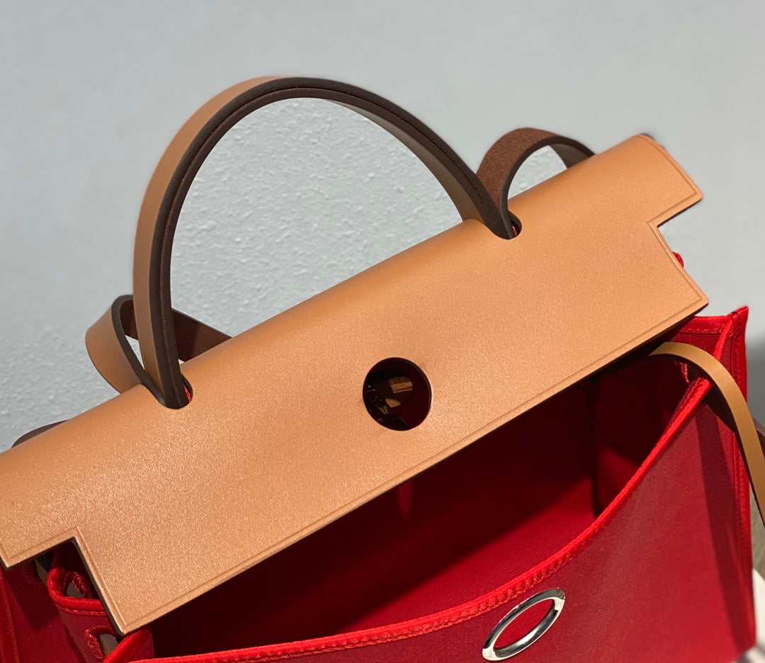 Herbag 31 Toile Rouge Toile Cuir de vachette doré
