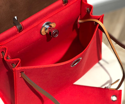 Herbag 31 Toile Rouge Toile Cuir de vachette doré