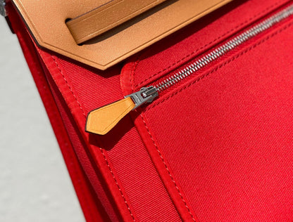 Herbag 31 Toile Rouge Toile Cuir de vachette doré