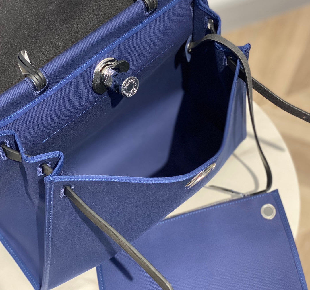 エルバッグ 31 トワルブルー キャンバス ブラック 牛革