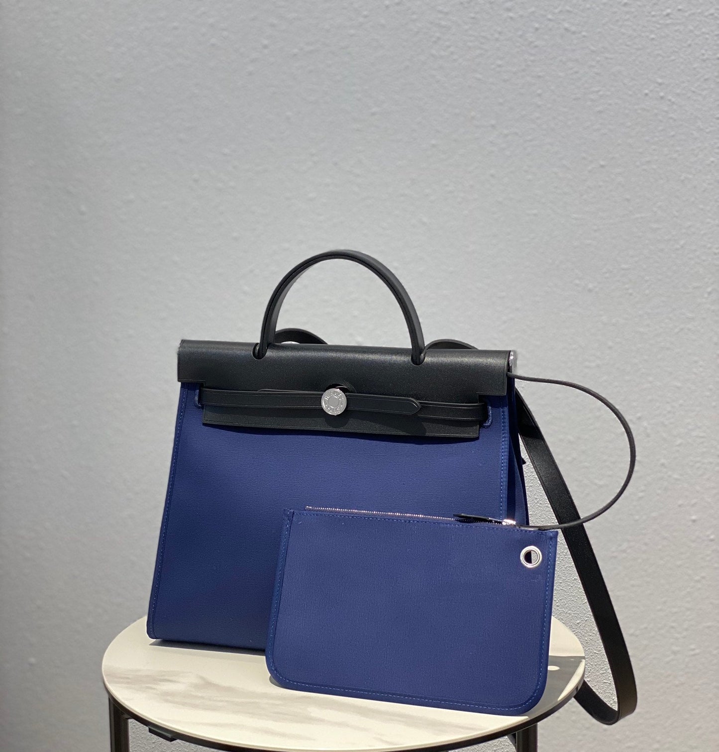 エルバッグ 31 トワルブルー キャンバス ブラック 牛革