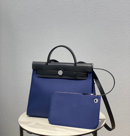エルバッグ 31 トワルブルー キャンバス ブラック 牛革