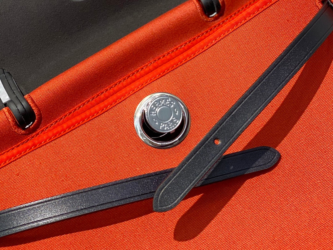エルバッグ 31 トワル レッドオレンジ キャンバス ブラック 牛革