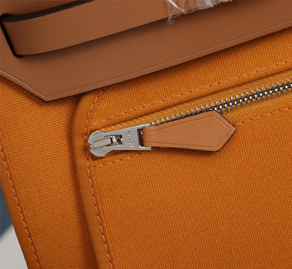 HM HERBAG ZIP 31 TOILE CAROTTE ET CUIVRE