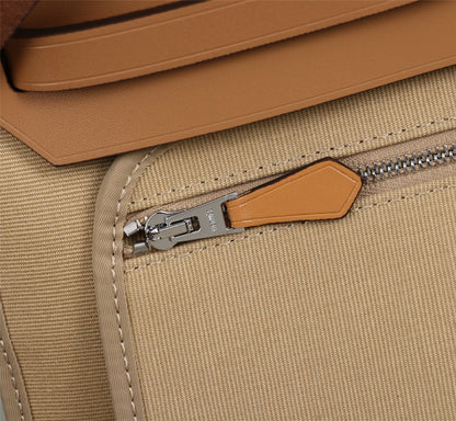 HM HERBAG ZIP 31 TOILE KAKI ET BRONZE
