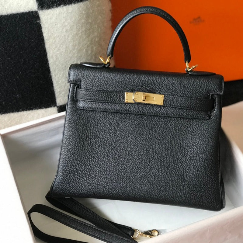 HM ケリー 32cm ブラック トゴレザー ゴールド金具