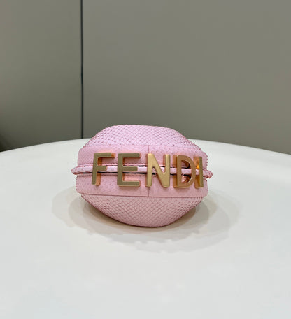 SAC FENDIGRAPHY MINI 16 EN CUIR DE VEAU ROSE CLAIR, QUINCAILLERIE DORÉ