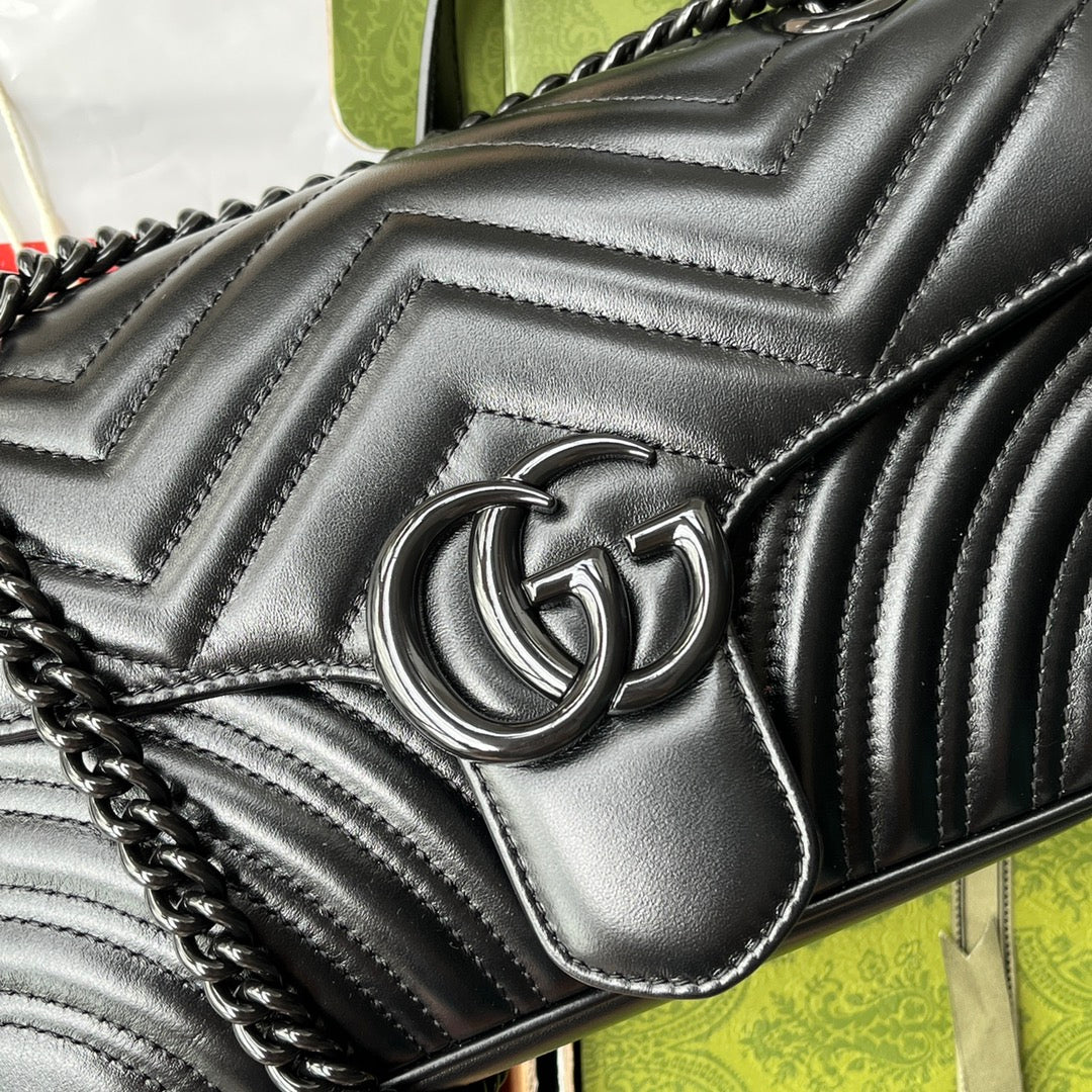 gg marmont 26cm tout cuir de veau noir