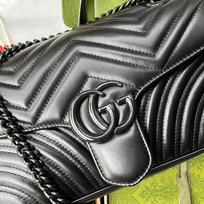 gg marmont 26cm tout cuir de veau noir