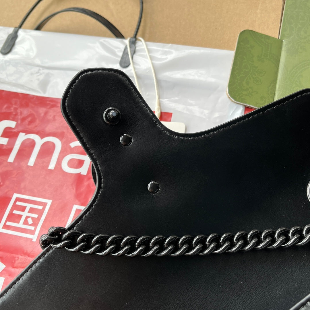 gg marmont 26cm tout cuir de veau noir