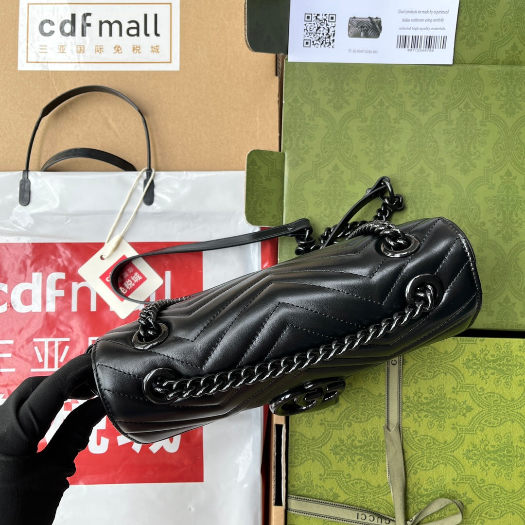 gg marmont 26cm tout cuir de veau noir