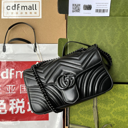 gg marmont 26cm tout cuir de veau noir