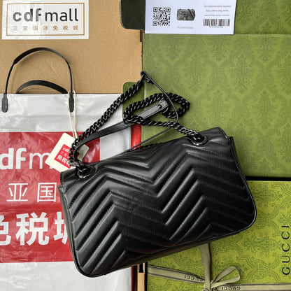 gg marmont 26cm tout cuir de veau noir