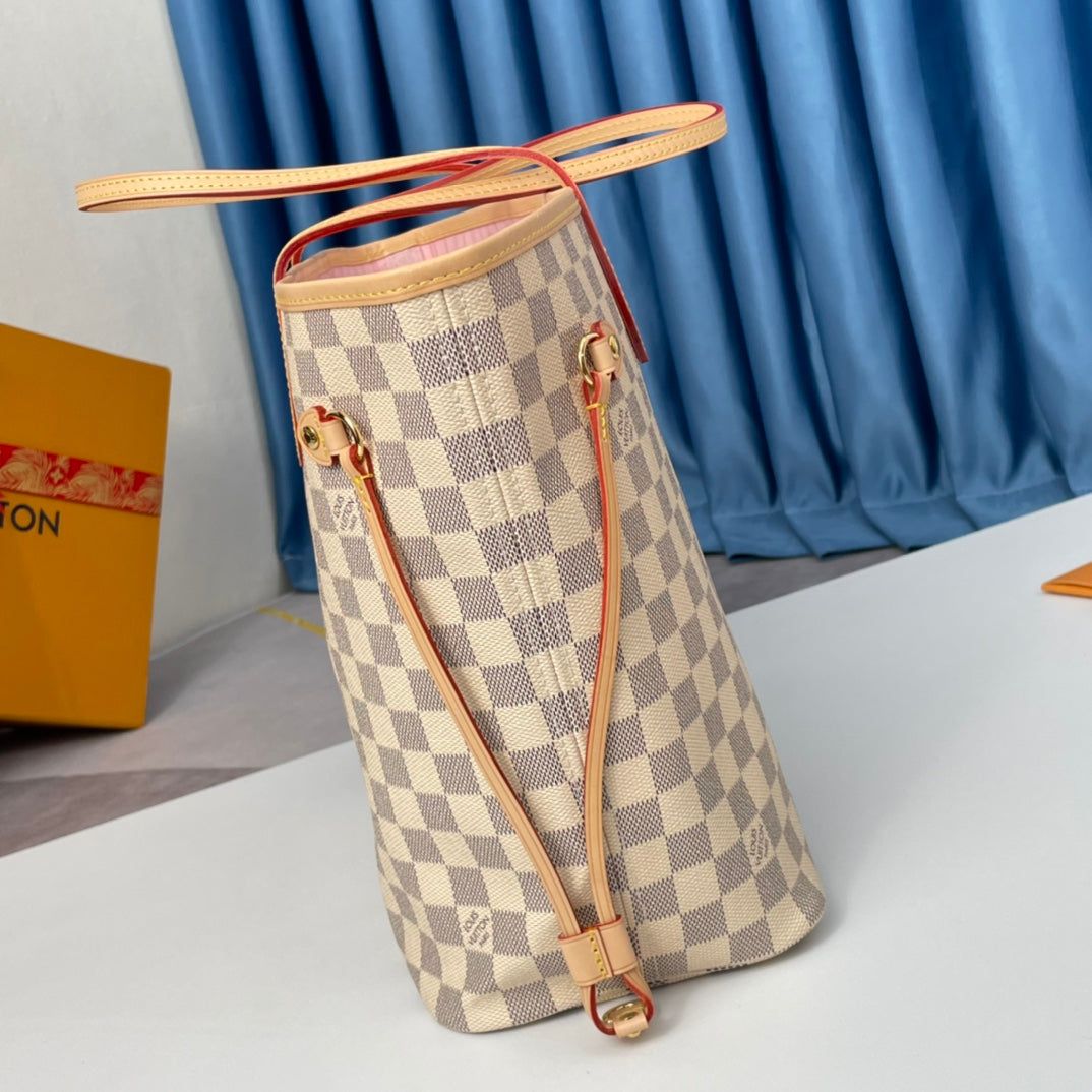 NEVERFULL MM 32 GRIS CRÈME DAMIER AZUR