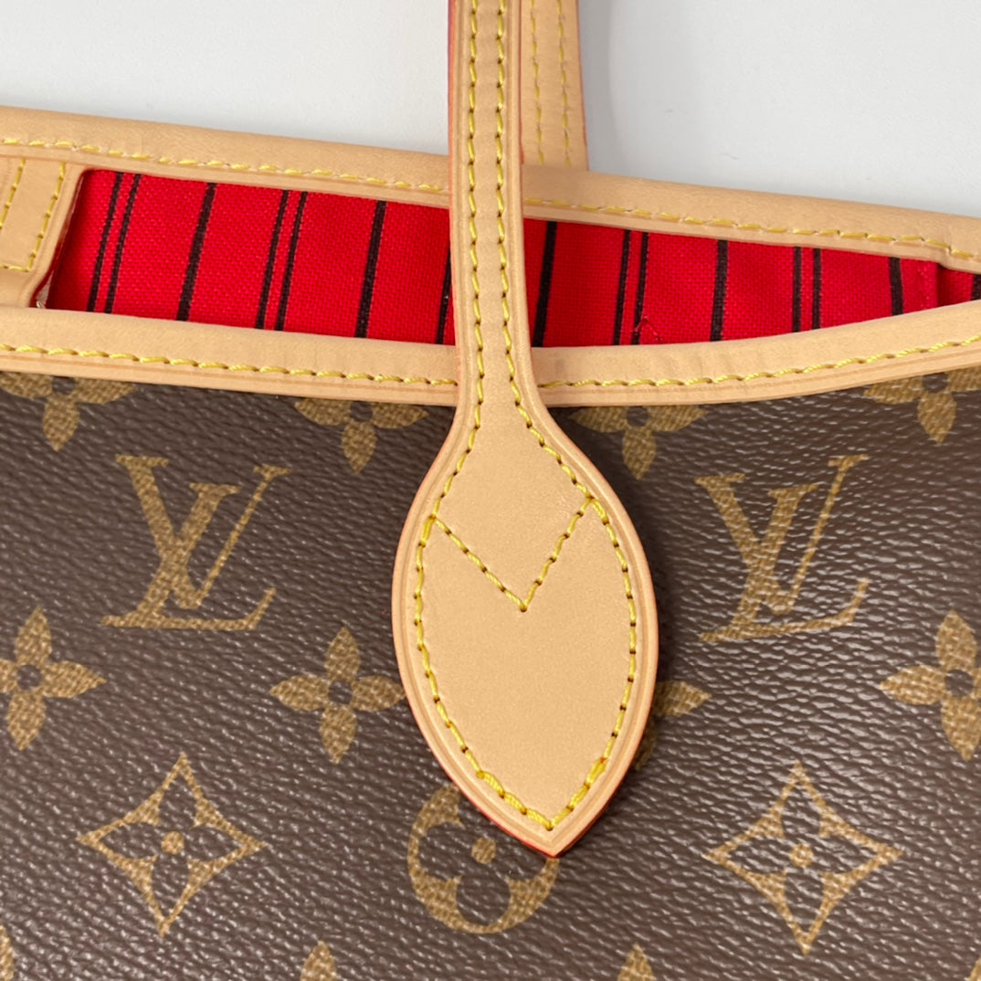 TOILE MONOGRAMME NEVERFULL MM 32 MARRON ROUGE 