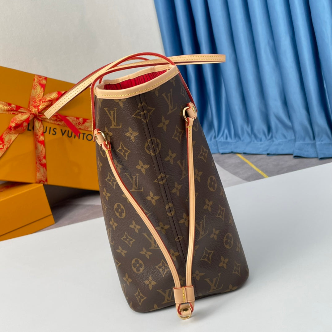 TOILE MONOGRAMME NEVERFULL MM 32 MARRON ROUGE 