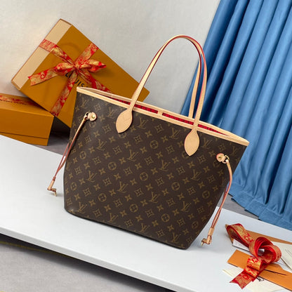 TOILE MONOGRAMME NEVERFULL MM 32 MARRON ROUGE 