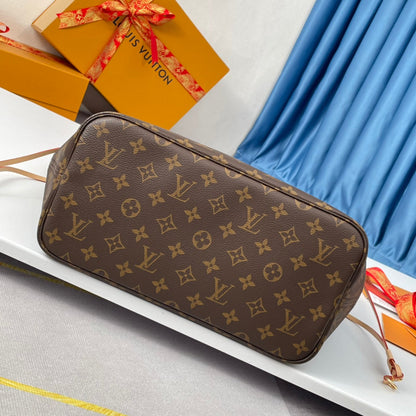 TOILE MONOGRAMME NEVERFULL MM 32 MARRON ROUGE 
