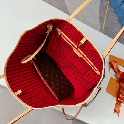 TOILE MONOGRAMME NEVERFULL MM 32 MARRON ROUGE 
