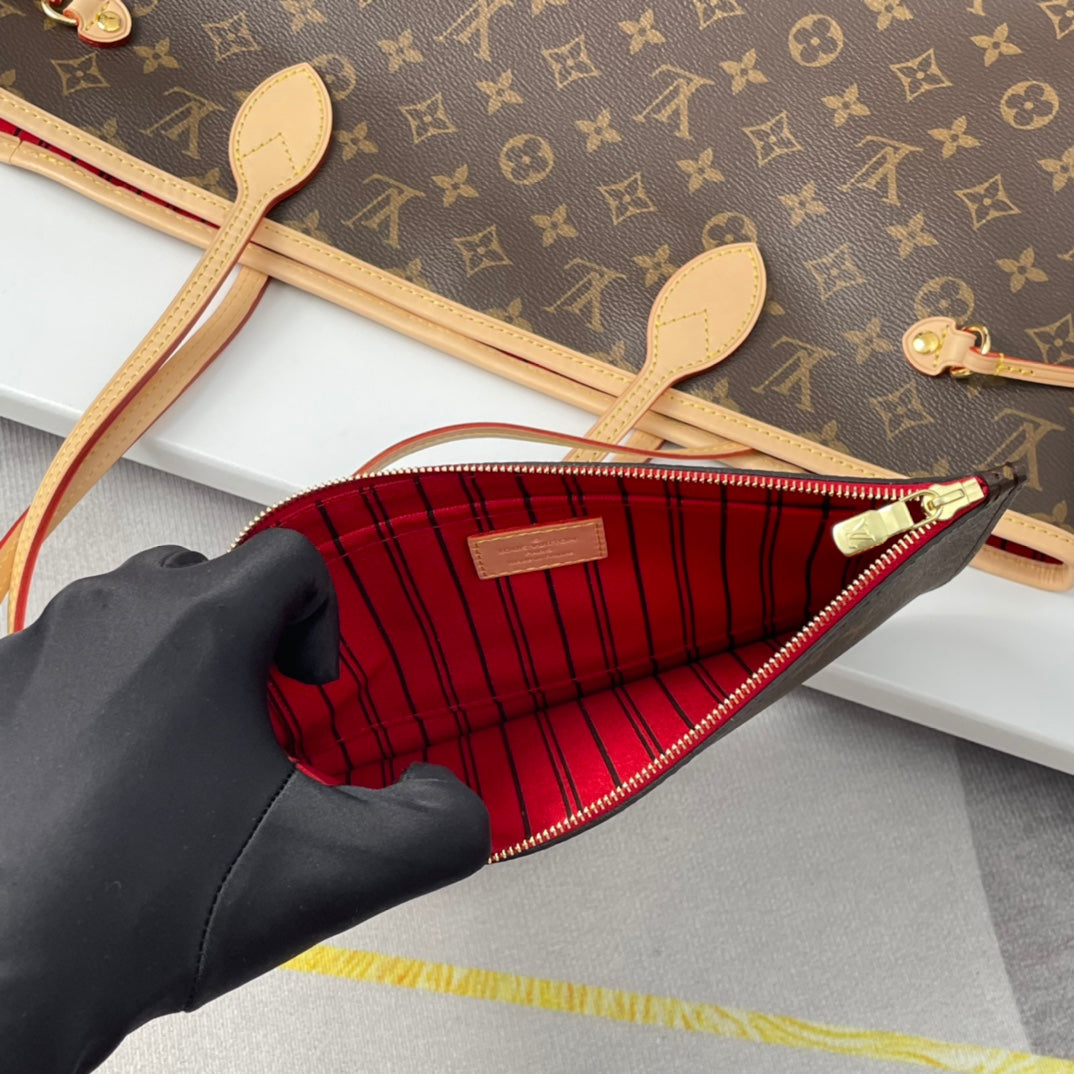 TOILE MONOGRAMME NEVERFULL MM 32 MARRON ROUGE 
