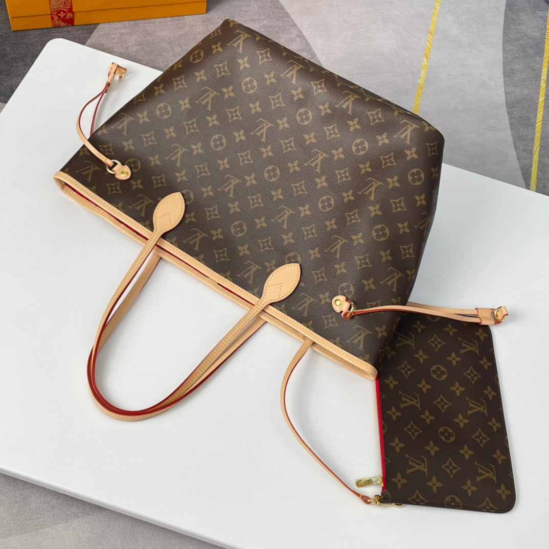 TOILE MONOGRAMME NEVERFULL MM 32 MARRON ROUGE 
