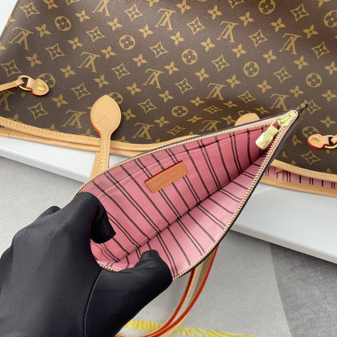 NEVERFULL MM 32 MARRON BEIGE ROSE TOILE MONOGRAMME 