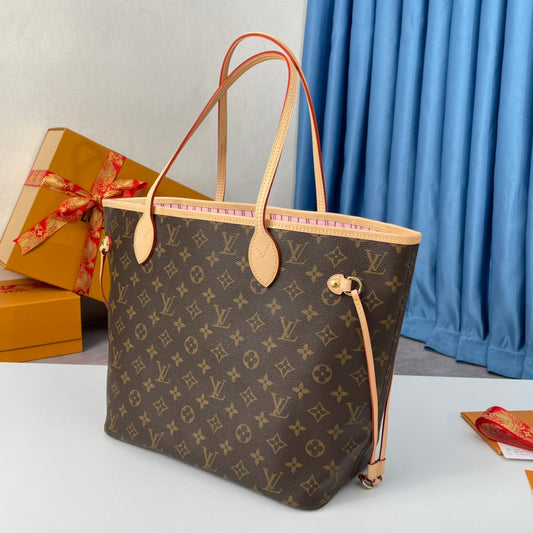 NEVERFULL MM 32 MARRON BEIGE ROSE TOILE MONOGRAMME 