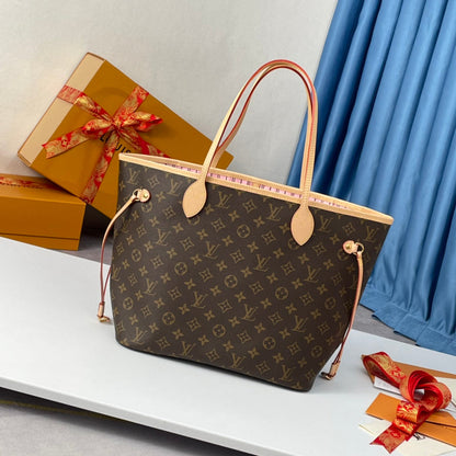 NEVERFULL MM 32 MARRON BEIGE ROSE TOILE MONOGRAMME 