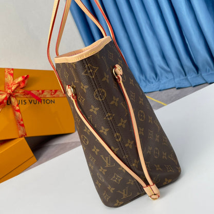 NEVERFULL MM 32 MARRON BEIGE ROSE TOILE MONOGRAMME 