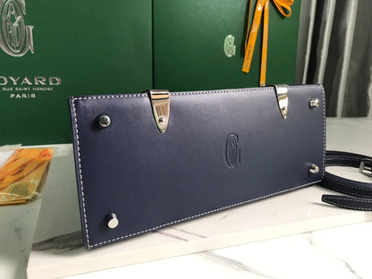 SAC SAÏGON PM 28 EN TOILE GOYARDINE BLEU MARINE ET CUIR DE VEAU