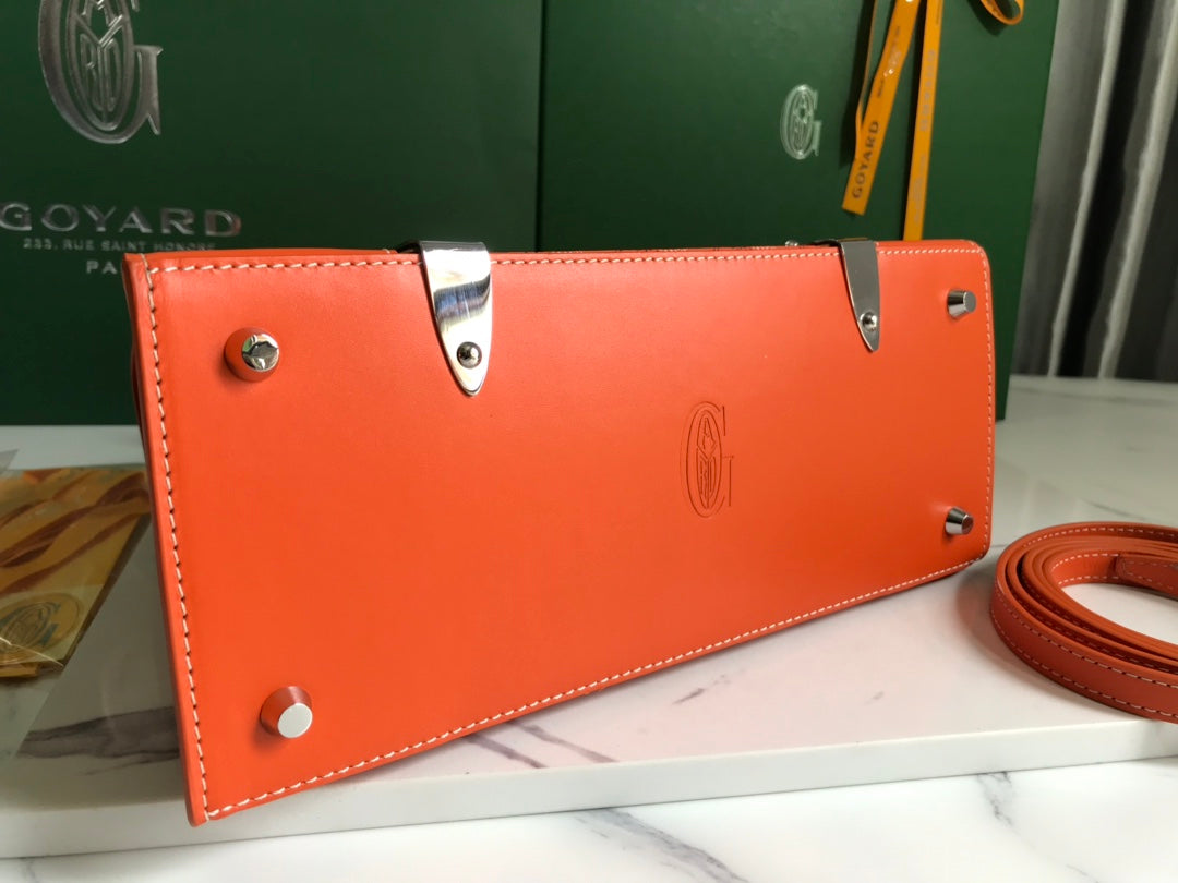 サイゴン PM バッグ 28 レッドオレンジ ゴヤルディン キャンバス＆カーフスキン