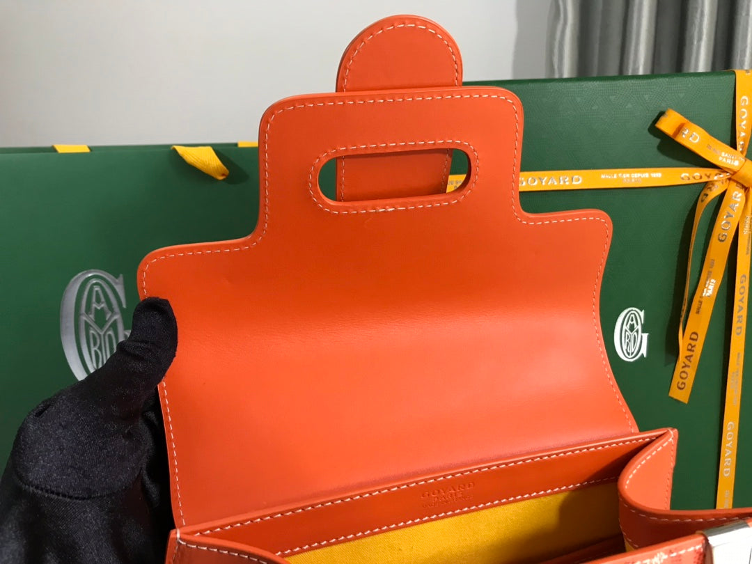 サイゴン PM バッグ 28 レッドオレンジ ゴヤルディン キャンバス＆カーフスキン