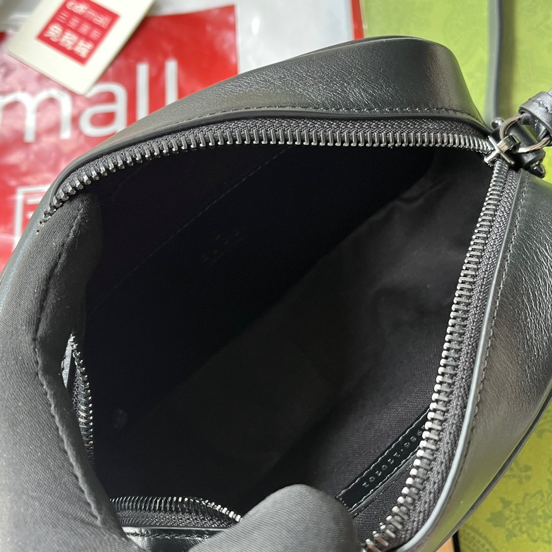 gg marmont mini 18 cm zip top tout cuir de veau noir
