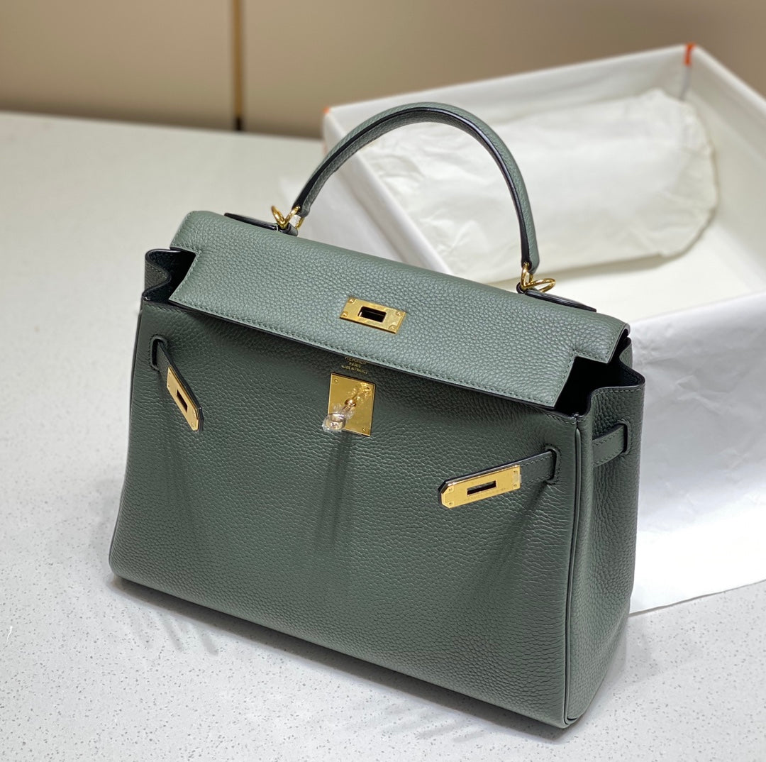 SAC HM KELLY 32 CM EN PIN TOGO QUINCAILLERIE DORÉE