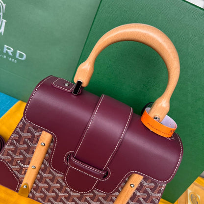 SAC SAÏGON PM 28 EN TOILE GOYARDINE ROSE CANON ET CUIR DE VEAU