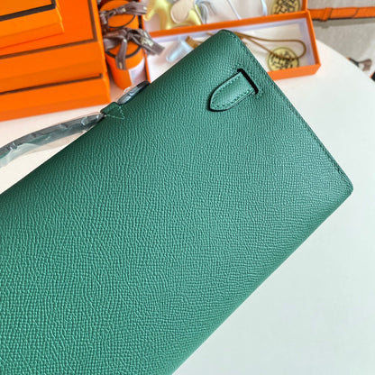 HM Kelly Cut 31 Kaitoke Green Cuir Epsom Quincaillerie argentée 229041