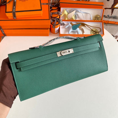 HM Kelly Cut 31 Kaitoke Green Cuir Epsom Quincaillerie argentée 229041